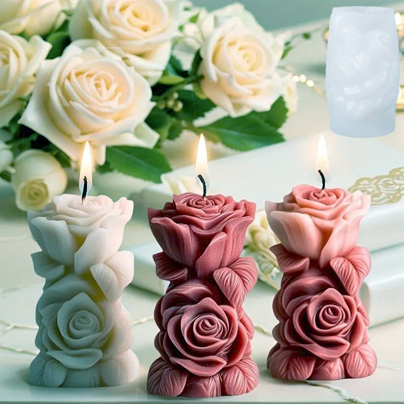 The Rose Column Silicone Mold: Your All-in-One Tool for Scented Candles, Plaster Diffusers & Car Ornaments